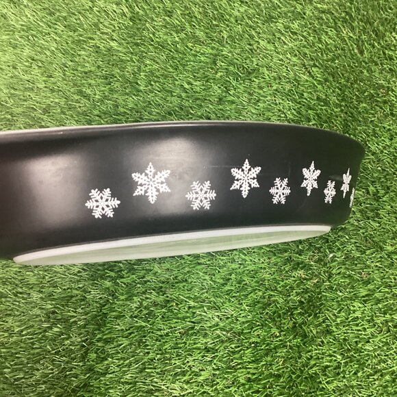 Vintage Pyrex Black Snowflake Oval Divided Serving Dish w/ Lid 1½ Qt. - Picture 6 of 16